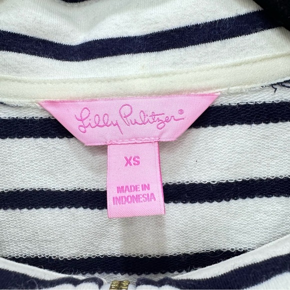 Lilly Pulitzer UPF 50+ Bennett Zip Up Jacket blue white stripe Sz XS - Picture 3 of 6